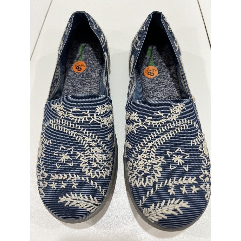 Baretraps Bare Traps Sz 8 M Kessie Blue Floral Textile Slip-On Shoes Memory Foam